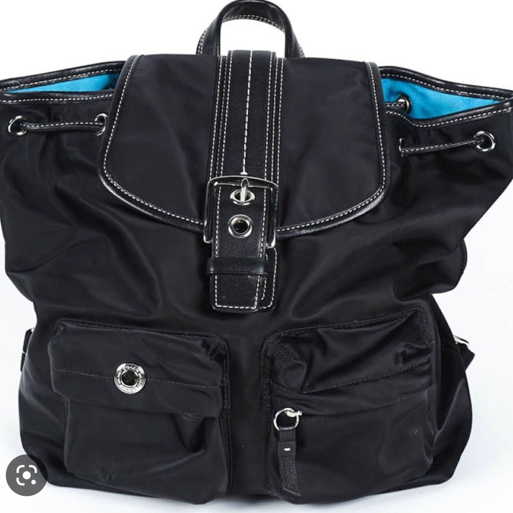 Coach Satin Nylon and Leather Backpack